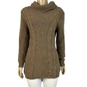 NWT Cotton Country Tunic Womens Medium Cowl Neck Tight Cable Knit Relaxed
